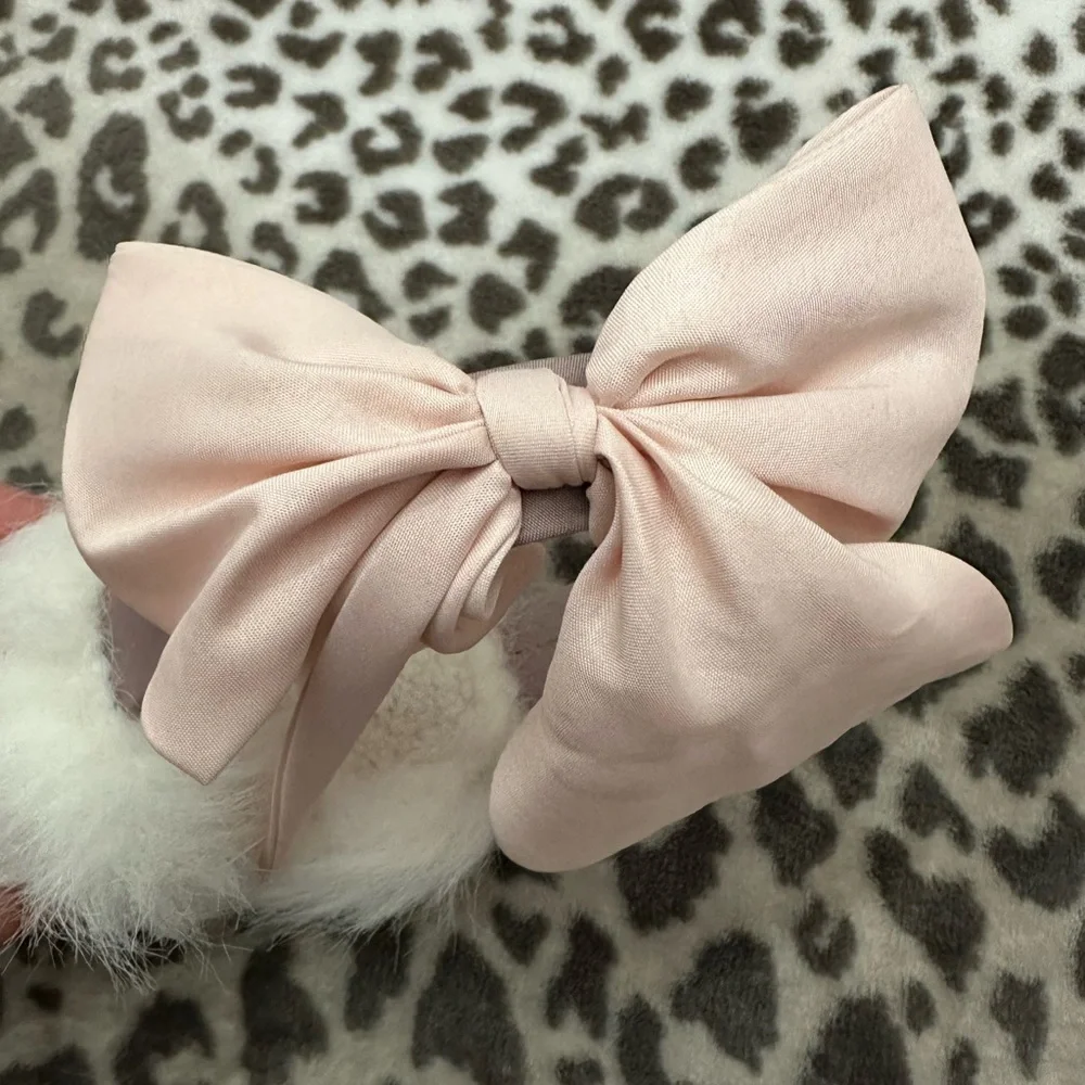 GapKids Bow Ribbon Faux Fur Earmuffs in Pink White One Size